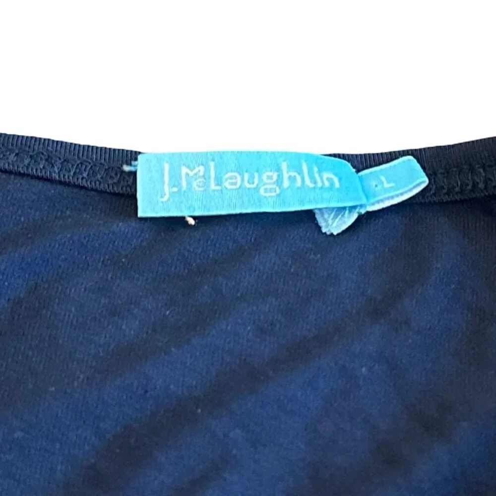 J. McLaughlin Elora Side Tie Sheath Dress Stretch Navy Jersey Size Large Women's